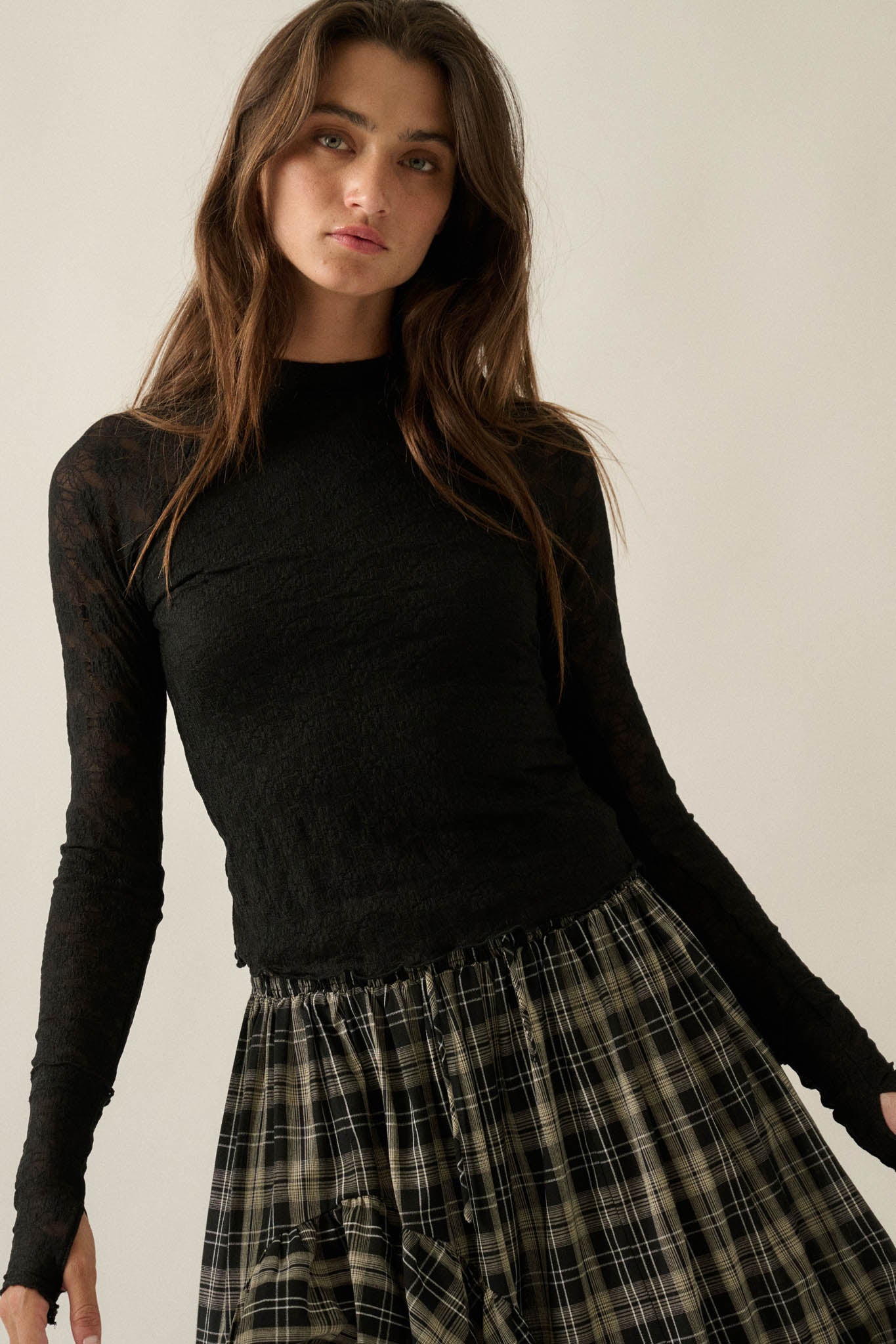 Looking Lovely Floral Lace Split-Cuff Henley Top - ShopPromesa
