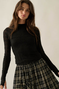Looking Lovely Floral Lace Split-Cuff Henley Top - ShopPromesa