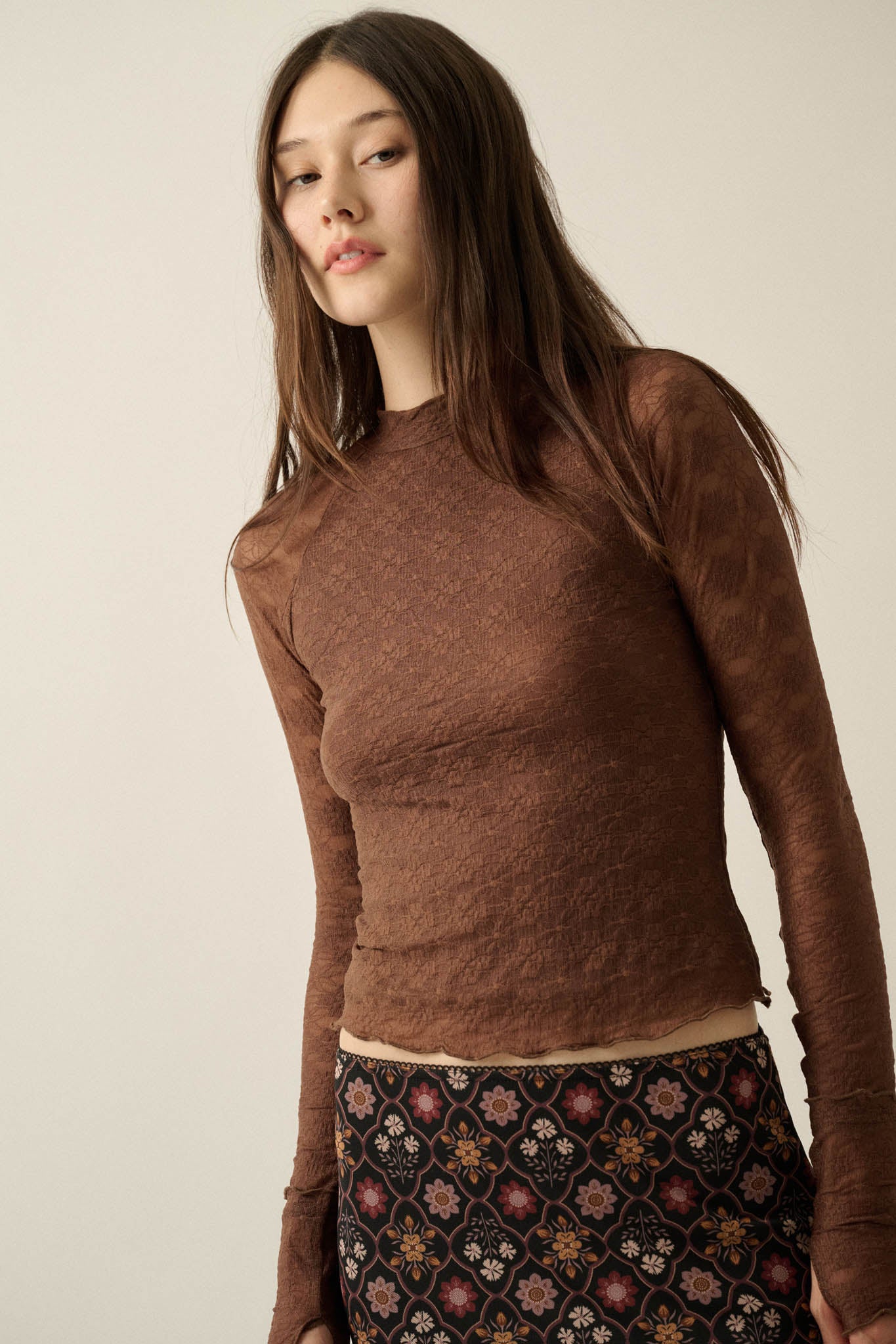 Looking Lovely Floral Lace Split-Cuff Henley Top - ShopPromesa