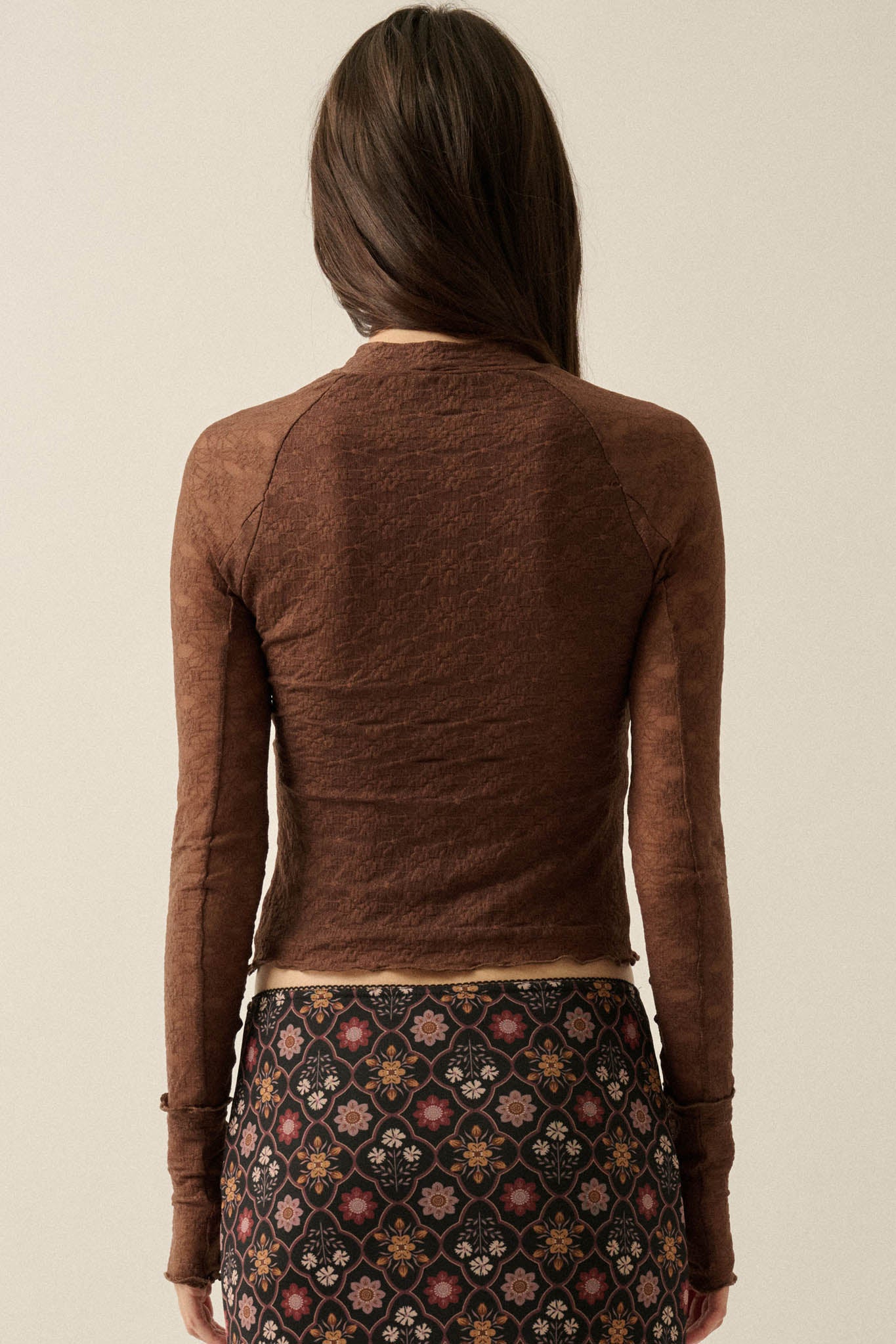 Looking Lovely Floral Lace Split-Cuff Henley Top - ShopPromesa