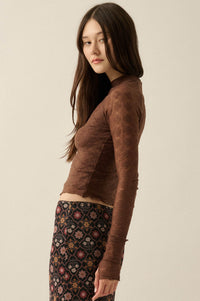 Looking Lovely Floral Lace Split-Cuff Henley Top - ShopPromesa
