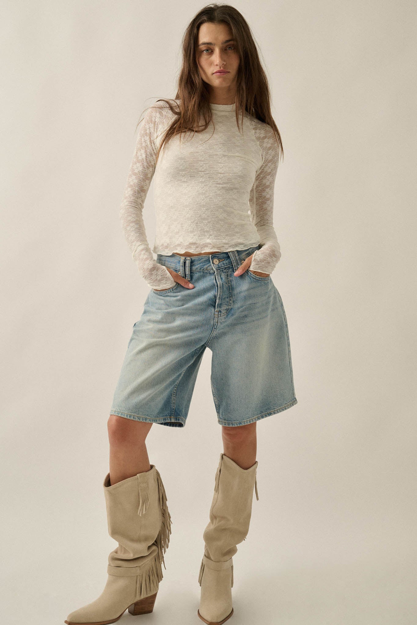 Looking Lovely Floral Lace Split-Cuff Henley Top - ShopPromesa