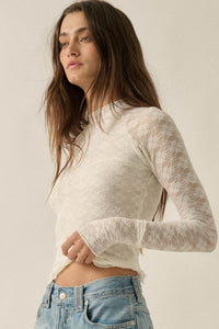 Looking Lovely Floral Lace Split-Cuff Henley Top - ShopPromesa