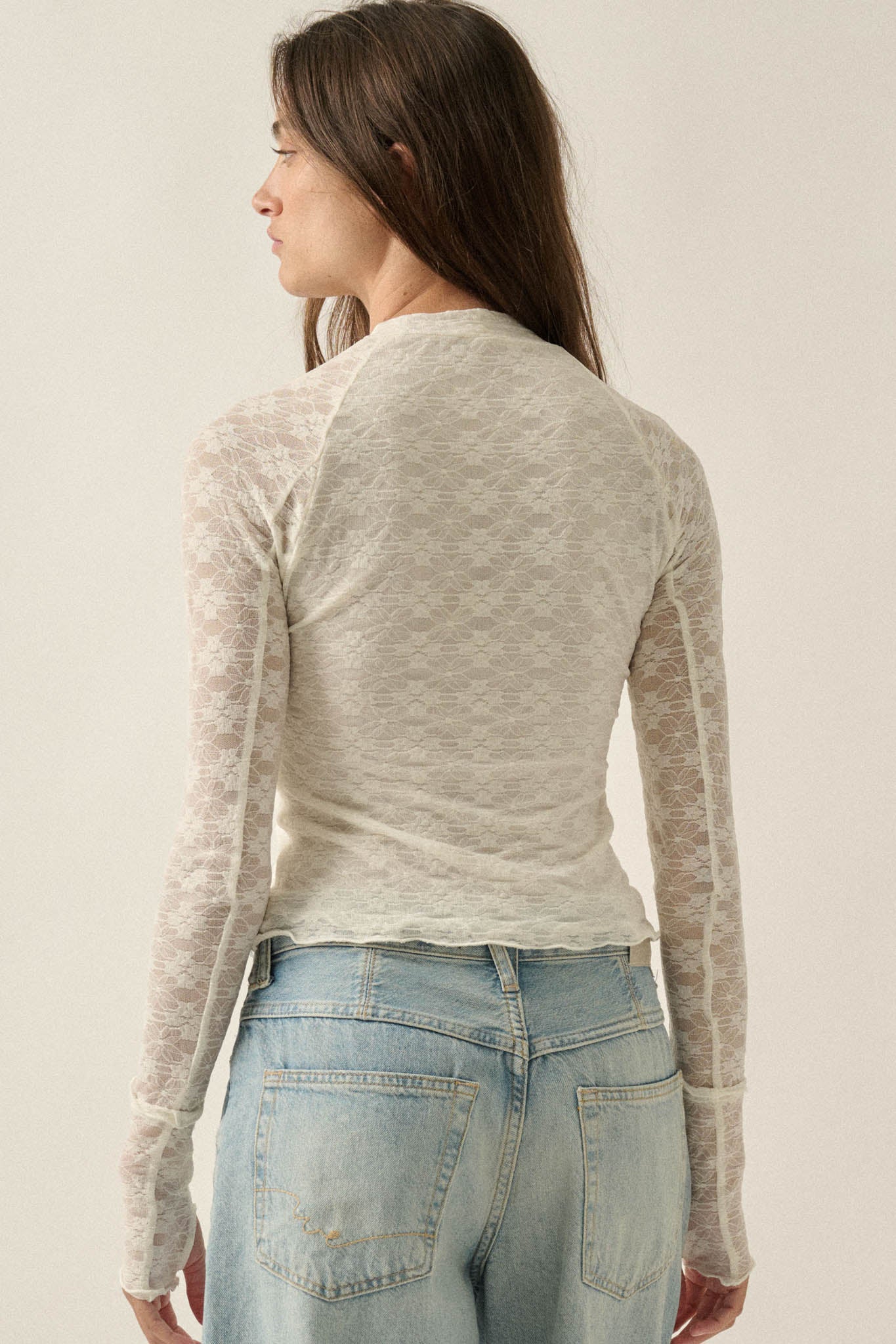 Looking Lovely Floral Lace Split-Cuff Henley Top - ShopPromesa