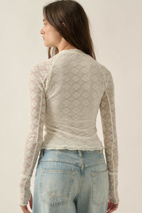Looking Lovely Floral Lace Split-Cuff Henley Top - ShopPromesa