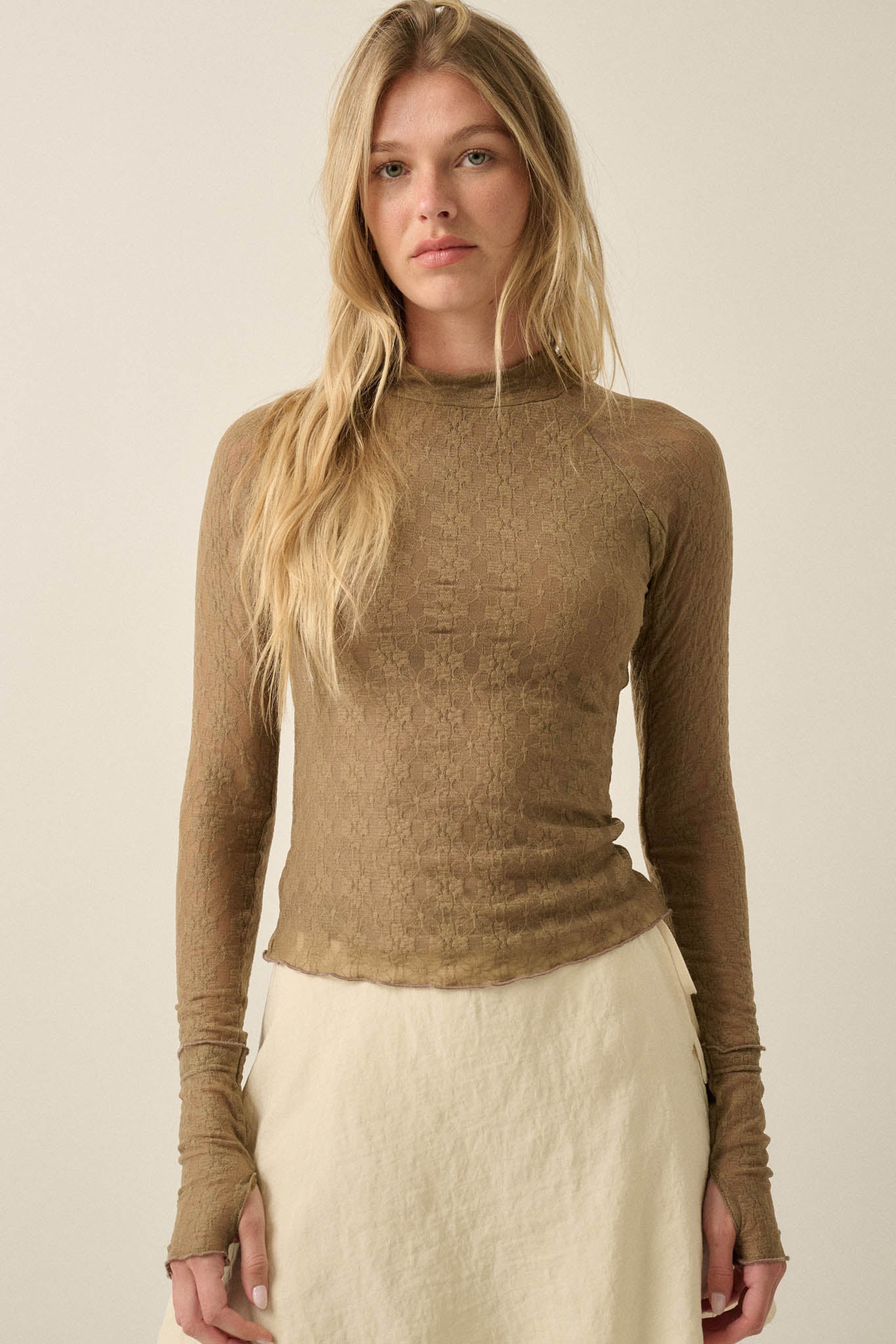 Looking Lovely Floral Lace Split-Cuff Henley Top - ShopPromesa
