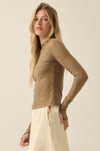 Looking Lovely Floral Lace Split-Cuff Henley Top - ShopPromesa