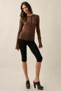 Lovely You Floral Lace Mock-Neck Thumbhole Top - ShopPromesa