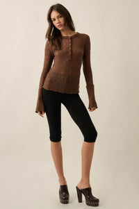Lovely You Floral Lace Mock-Neck Thumbhole Top - ShopPromesa
