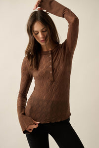 Lovely You Floral Lace Mock-Neck Thumbhole Top - ShopPromesa