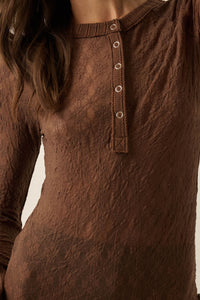 Lovely You Floral Lace Mock-Neck Thumbhole Top - ShopPromesa