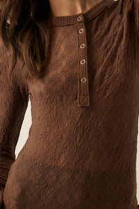 Lovely You Floral Lace Mock-Neck Thumbhole Top - ShopPromesa