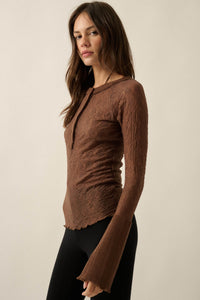 Lovely You Floral Lace Mock-Neck Thumbhole Top - ShopPromesa