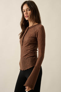 Lovely You Floral Lace Mock-Neck Thumbhole Top - ShopPromesa