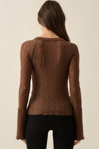 Lovely You Floral Lace Mock-Neck Thumbhole Top - ShopPromesa