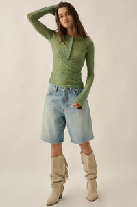 Lovely You Floral Lace Mock-Neck Thumbhole Top - ShopPromesa