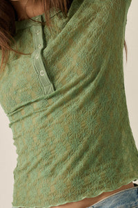 Lovely You Floral Lace Mock-Neck Thumbhole Top - ShopPromesa