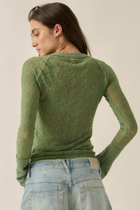 Lovely You Floral Lace Mock-Neck Thumbhole Top - ShopPromesa