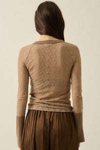 Lovely You Floral Lace Mock-Neck Thumbhole Top - ShopPromesa