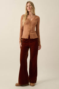 Self Love Rib-Knit Split-Front Long-Sleeve Top - ShopPromesa