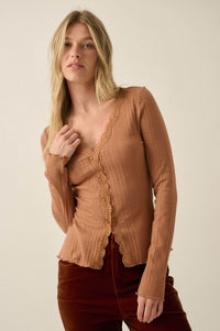 Self Love Rib-Knit Split-Front Long-Sleeve Top - ShopPromesa