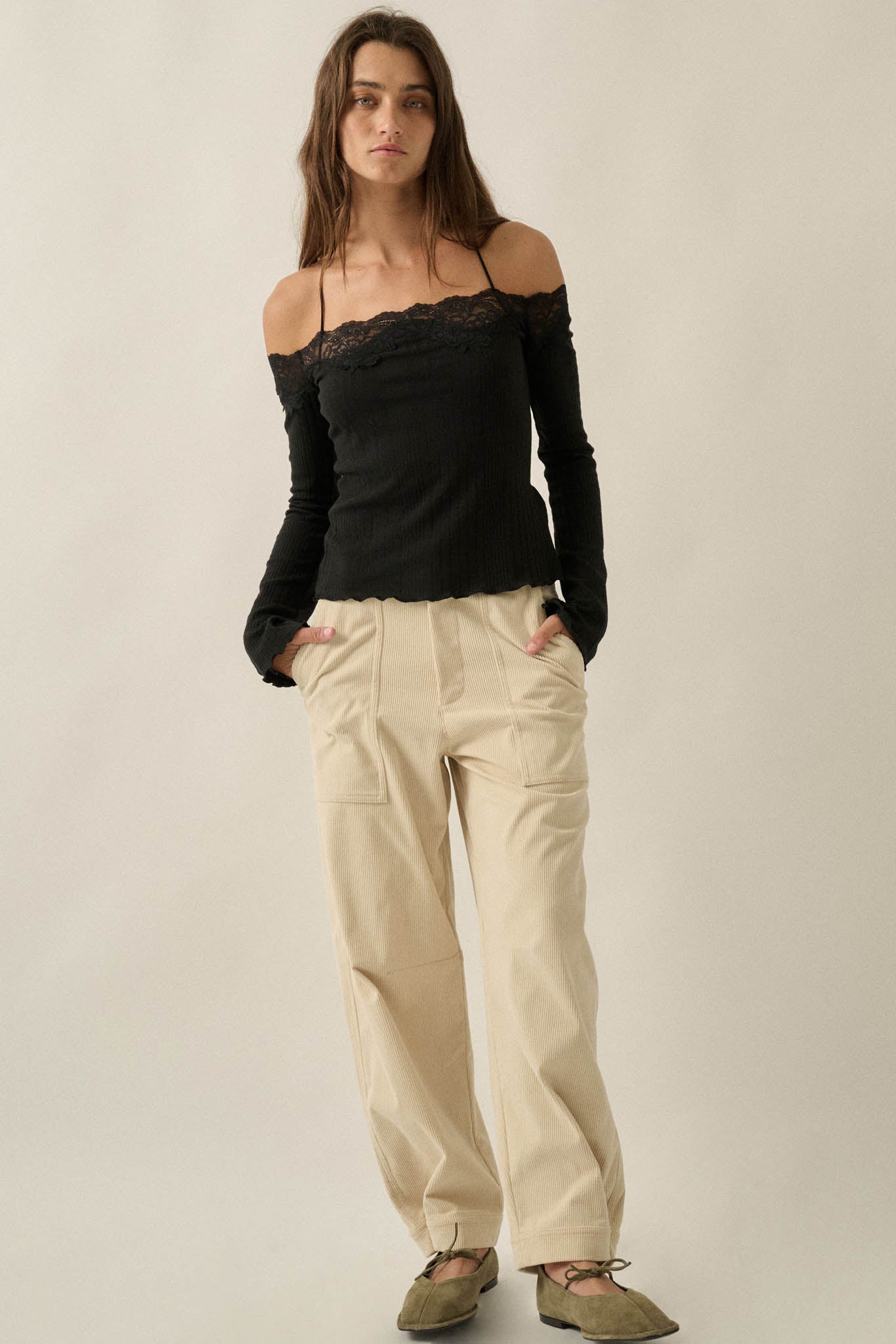 Best Self Rib-Knit Off-Shoulder Long-Sleeve Top - ShopPromesa