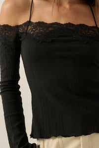 Best Self Rib-Knit Off-Shoulder Long-Sleeve Top - ShopPromesa