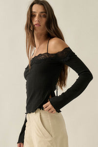 Best Self Rib-Knit Off-Shoulder Long-Sleeve Top - ShopPromesa