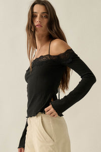 Best Self Rib-Knit Off-Shoulder Long-Sleeve Top - ShopPromesa