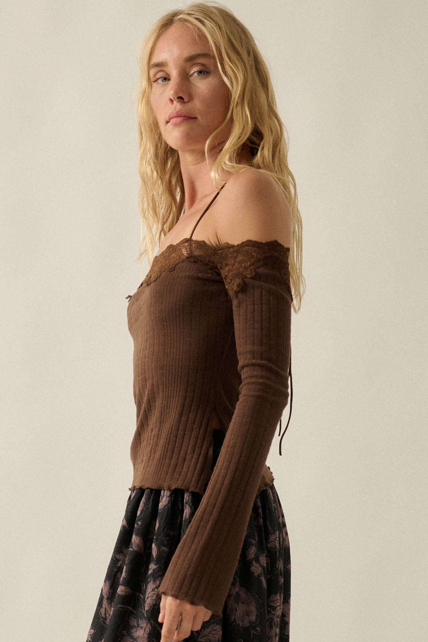 Best Self Rib-Knit Off-Shoulder Long-Sleeve Top - ShopPromesa