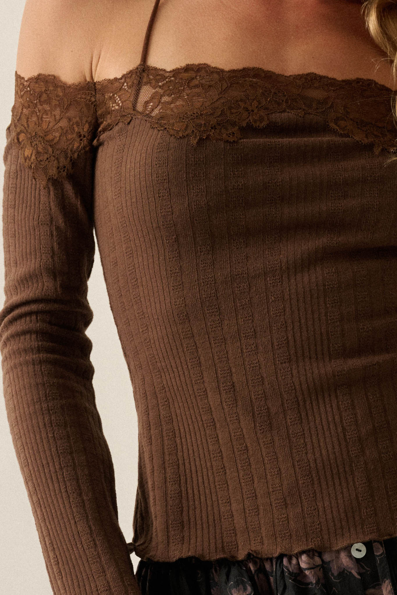 Best Self Rib-Knit Off-Shoulder Long-Sleeve Top - ShopPromesa