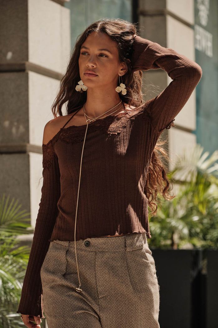 Best Self Rib-Knit Off-Shoulder Long-Sleeve Top - ShopPromesa
