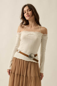 Best Self Rib-Knit Off-Shoulder Long-Sleeve Top - ShopPromesa