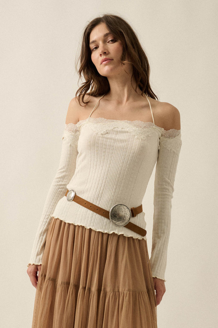 Best Self Rib-Knit Off-Shoulder Long-Sleeve Top - ShopPromesa