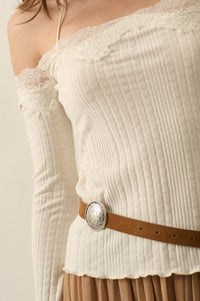 Best Self Rib-Knit Off-Shoulder Long-Sleeve Top - ShopPromesa