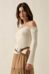 Best Self Rib-Knit Off-Shoulder Long-Sleeve Top - ShopPromesa
