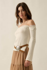 Best Self Rib-Knit Off-Shoulder Long-Sleeve Top - ShopPromesa