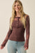 Gentle Grace Ribbed Knit and Lace Henley Top - ShopPromesa
