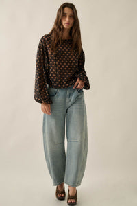 Good Glory Floral Chiffon Balloon-Sleeve Bodysuit - ShopPromesa