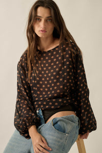 Good Glory Floral Chiffon Balloon-Sleeve Bodysuit - ShopPromesa