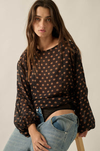 Good Glory Floral Chiffon Balloon-Sleeve Bodysuit - ShopPromesa