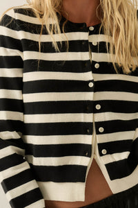 Right Stripes Layered Striped Knit Button-Up Cardigan - ShopPromesa