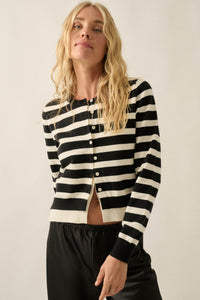 Right Stripes Layered Striped Knit Button-Up Cardigan - ShopPromesa