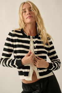 Right Stripes Layered Striped Knit Button-Up Cardigan - ShopPromesa