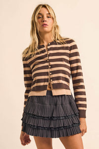 Right Stripes Layered Striped Knit Button-Up Cardigan - ShopPromesa