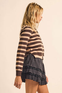 Right Stripes Layered Striped Knit Button-Up Cardigan - ShopPromesa