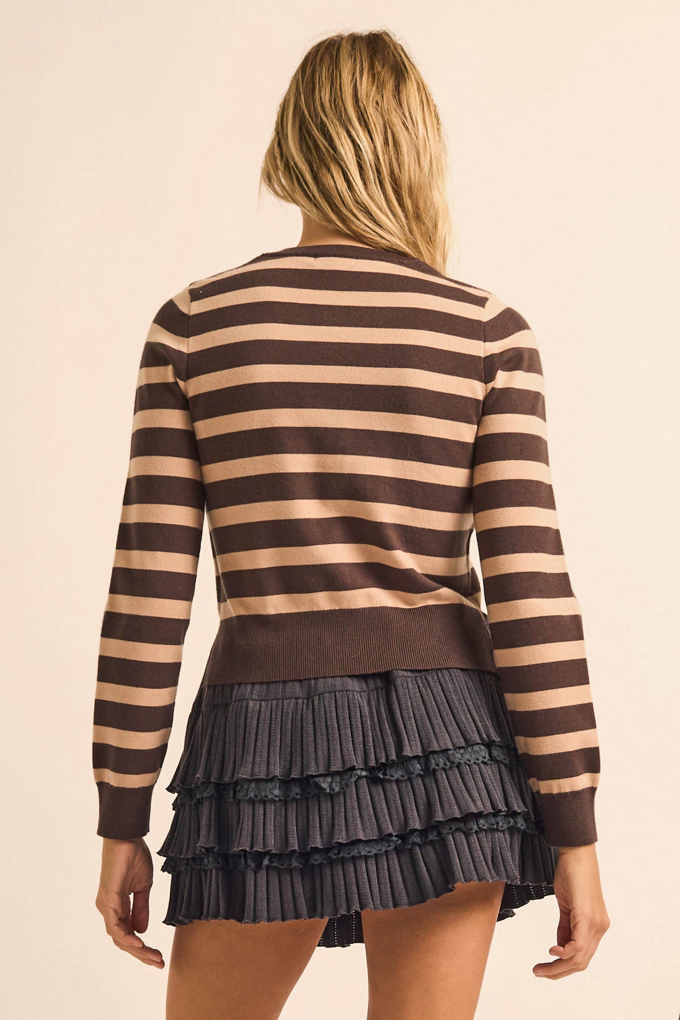 Right Stripes Layered Striped Knit Button-Up Cardigan - ShopPromesa