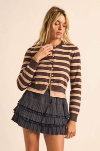 Right Stripes Layered Striped Knit Button-Up Cardigan - ShopPromesa