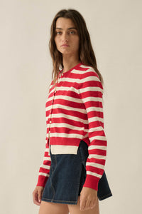 Right Stripes Layered Striped Knit Button-Up Cardigan - ShopPromesa