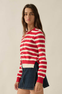 Right Stripes Layered Striped Knit Button-Up Cardigan - ShopPromesa
